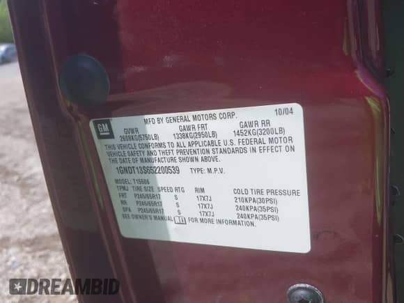 2005 Chevrolet TrailBlazer LS с VIN 1GNDT13S652200539, выставлен на аукционе IAAI как лот 42770599 с пробегом 143 638 миль миль и . История ставок и продаж доступна на DreamBid. Изображение 9.