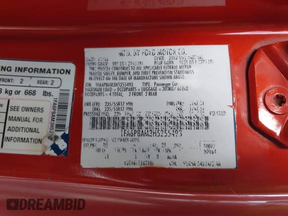 2017 Ford Mustang V6 z VIN 1FA6P8AM3H5255493, wystawiony jako IAAI lot #43085037 z przebiegiem 112 633 mil mil oraz . Historia ofert i sprzedaży dostępna na DreamBid. Obrazek 9.