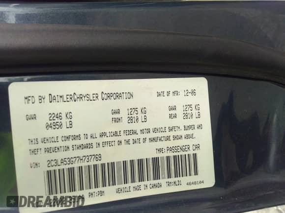 2007 Chrysler 300 Signature z VIN 2C3LA53G77H737769, wystawiony jako IAAI lot #36668043 z przebiegiem 257 759 mil mil oraz . Historia ofert i sprzedaży dostępna na DreamBid. Obrazek 9.