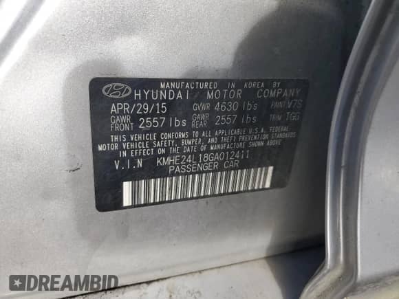 2016 Hyundai Sonata SE с VIN KMHE24L18GA012411, выставлен на аукционе Copart как лот 89817005 с пробегом 82 590 миль миль и Чистый • Clean title. История ставок и продаж доступна на DreamBid. Изображение 12.