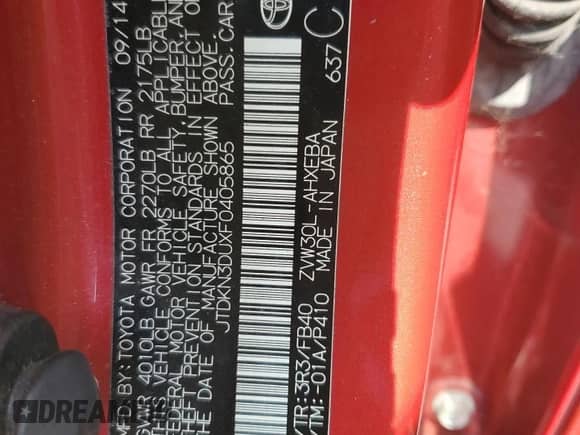 2015 Toyota Prius Four z VIN JTDKN3DUXF0405865, wystawiony jako Copart lot #81977625 z przebiegiem Nie podano mil oraz Szkoda całkowita • Salvage title. Historia ofert i sprzedaży dostępna na DreamBid. Obrazek 12.