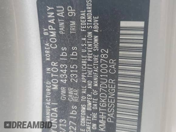 2013 Hyundai Genesis Coupe 2.0T с VIN KMHHT6KD7DU100782, выставлен на аукционе Copart как лот 76274084 с пробегом Не указан миль и На запчасти • Non repairable. История ставок и продаж доступна на DreamBid. Изображение 13.