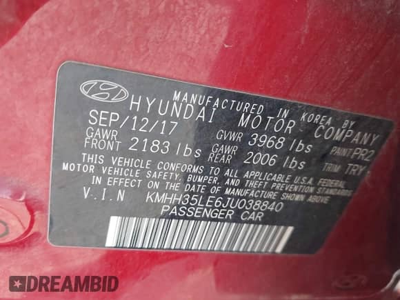 2018 Hyundai Elantra с VIN KMHH35LE6JU038840, выставлен на аукционе IAAI как лот 42356232 с пробегом 97 022 миль миль и . История ставок и продаж доступна на DreamBid. Изображение 9.