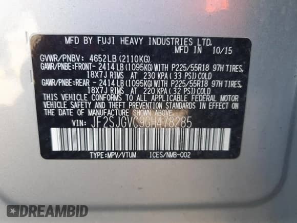 2016 Subaru Forester XT Touring z VIN JF2SJGVC9GH478285, wystawiony jako Copart lot #84028825 z przebiegiem 76 195 mil mil oraz Szkoda całkowita • Salvage title. Historia ofert i sprzedaży dostępna na DreamBid. Obrazek 12.