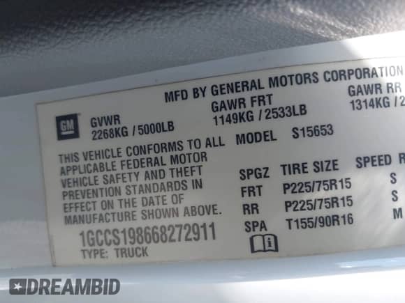 2006 Chevrolet Colorado Work Truck z VIN 1GCCS198668272911, wystawiony jako IAAI lot #43321284 z przebiegiem 165 178 mil mil oraz . Historia ofert i sprzedaży dostępna na DreamBid. Obrazek 9.