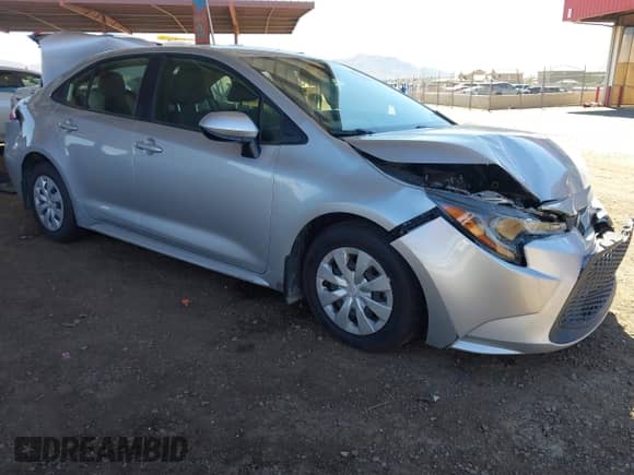 2020 Toyota Corolla L with VIN JTDDPRAE1LJ063120, listed as a IAAI auction lot 43374713 with 54,507 mi miles and . Bid and sale history available at DreamBid. Image 1.