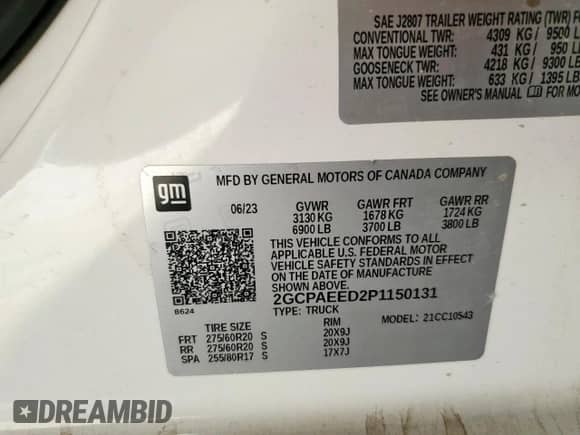 2023 Chevrolet Silverado 1500 LTZ z VIN 2GCPAEED2P1150131, wystawiony jako Copart lot #70593585 z przebiegiem 38 464 mil mil oraz Czysty tytuł • Clean title. Historia ofert i sprzedaży dostępna na DreamBid. Obrazek 12.