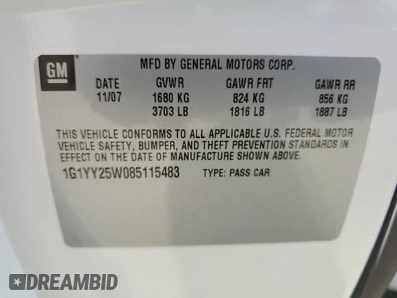2008 Chevrolet Corvette с VIN 1G1YY25W085115483, выставлен на аукционе Copart как лот 71493994 с пробегом 36 555 миль миль и Списание • Salvage title. История ставок и продаж доступна на DreamBid. Изображение 13.