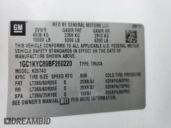 2011 Chevrolet Silverado 2500HD LTZ z VIN 1GC1KYC89BF260220, wystawiony jako Copart lot #57299895 z przebiegiem 223 957 mil mil oraz Czysty tytuł • Clean title. Historia ofert i sprzedaży dostępna na DreamBid. Obrazek 12.