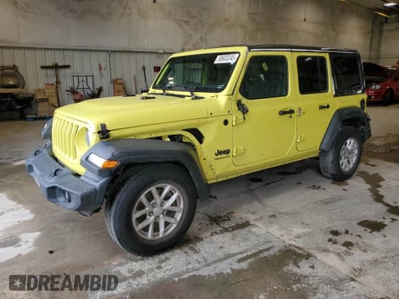 2023 Jeep Wrangler Willys with VIN 1C4HJXDG0PW653712, listed as a Copart auction lot 58603245 with 66,598 mi miles and Salvage title. Bid and sale history available at DreamBid. Image 1.