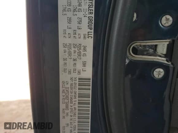 2015 Dodge Journey SE with VIN 3C4PDCAB2FT600003, listed as a Copart auction lot 68659695 with 168,396 mi miles and Salvage title. Bid and sale history available at DreamBid. Image 13.