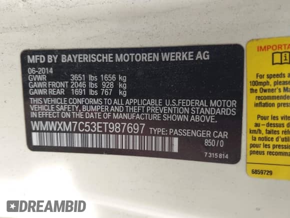 2014 MINI Hardtop S с VIN WMWXM7C53ET987697, выставлен на аукционе IAAI как лот 43314495 с пробегом 119 166 миль миль и . История ставок и продаж доступна на DreamBid. Изображение 9.