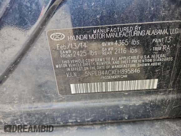 2014 Hyundai Sonata GLS z VIN 5NPEB4ACXEH895846, wystawiony jako Copart lot #64983785 z przebiegiem 109 582 mil mil oraz Szkoda całkowita • Salvage title. Historia ofert i sprzedaży dostępna na DreamBid. Obrazek 12.