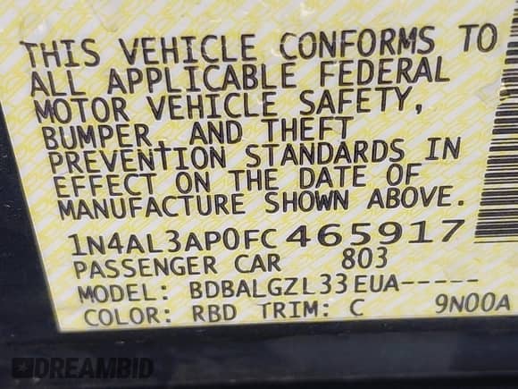 2015 Nissan Altima S z VIN 1N4AL3AP0FC465917, wystawiony jako IAAI lot #41650721 z przebiegiem 105 357 mil mil oraz . Historia ofert i sprzedaży dostępna na DreamBid. Obrazek 9.