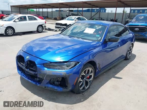 2024 BMW i4 eDrive35 with VIN WBY43AW01RFS40186, listed as a IAAI auction lot 42671776 with 17,942 mi miles and . Bid and sale history available at DreamBid. Image 2.