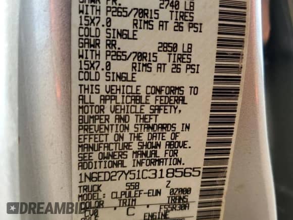 2001 Nissan Frontier SE с VIN 1N6ED27Y51C318565, выставлен на аукционе Copart как лот 69401775 с пробегом 254 265 миль миль и Чистый • Clean title. История ставок и продаж доступна на DreamBid. Изображение 12.