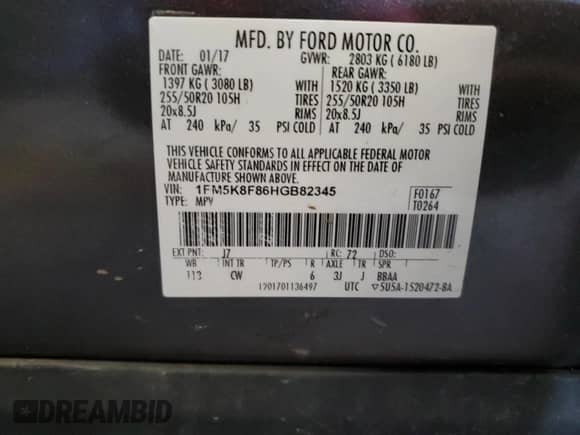 2017 Ford Explorer Limited z VIN 1FM5K8F86HGB82345, wystawiony jako Copart lot #84227085 z przebiegiem 166 864 mil mil oraz Czysty tytuł • Clean title. Historia ofert i sprzedaży dostępna na DreamBid. Obrazek 14.