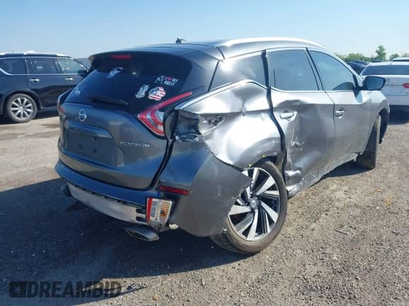 2015 Nissan Murano Platinum with VIN 5N1AZ2MG9FN292025, listed as a IAAI auction lot 41966961 with 150,553 mi miles and . Bid and sale history available at DreamBid. Image 4.