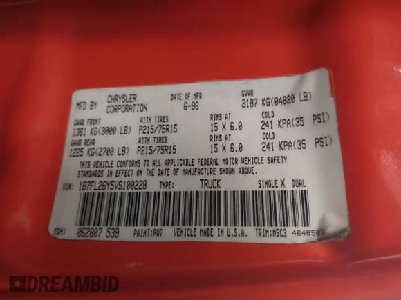 1997 Dodge Dakota с VIN 1B7FL26Y5VS100228, выставлен на аукционе IAAI как лот 43462387 с пробегом 149 710 миль миль и . История ставок и продаж доступна на DreamBid. Изображение 9.