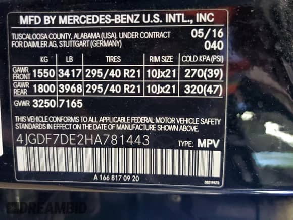 2017 Mercedes-Benz GLS 550 with VIN 4JGDF7DE2HA781443, listed as a Copart auction lot 65413945 with 170,810 mi miles and Clean title. Bid and sale history available at DreamBid. Image 13.