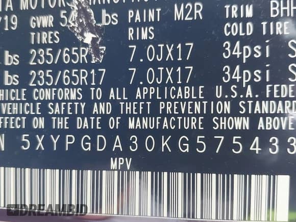 2019 Kia Sorento LX z VIN 5XYPGDA30KG575433, wystawiony jako IAAI lot #42893044 z przebiegiem 82 003 mil mil oraz . Historia ofert i sprzedaży dostępna na DreamBid. Obrazek 9.