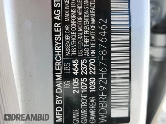 2007 Mercedes-Benz C 280 Luxury с VIN WDBRF92H67F876462, выставлен на аукционе Copart как лот 82667465 с пробегом 68 392 миль миль и Списание • Salvage title. История ставок и продаж доступна на DreamBid. Изображение 12.