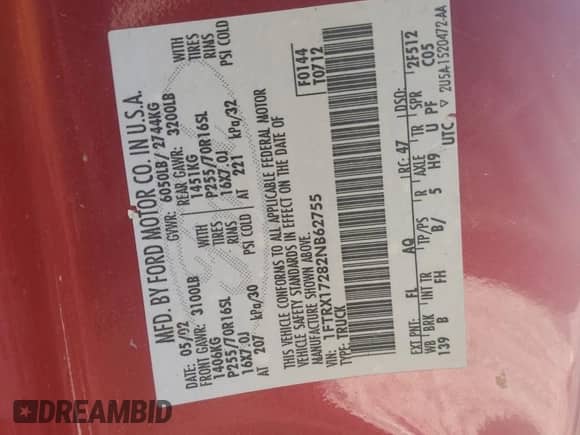 2002 Ford F-150 XL with VIN 1FTRX17282NB62755, listed as a Copart auction lot 80891255 with 171,183 mi miles and Salvage title. Bid and sale history available at DreamBid. Image 12.