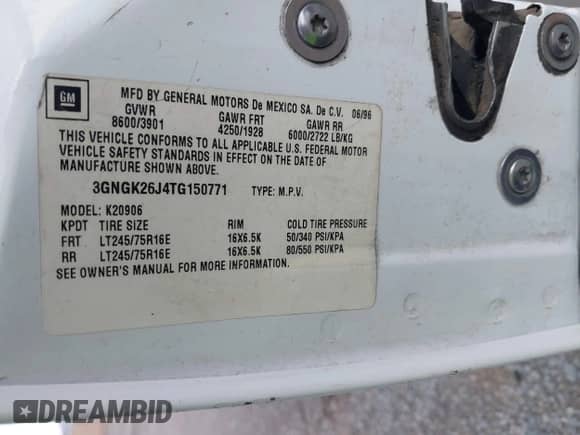 1996 Chevrolet Suburban с VIN 3GNGK26J4TG150771, выставлен на аукционе IAAI как лот 43084833 с пробегом 182 507 миль миль и . История ставок и продаж доступна на DreamBid. Изображение 9.