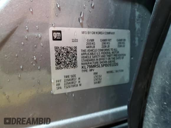 2023 Chevrolet TrailBlazer LT с VIN KL79MRSL5PB091026, выставлен на аукционе Copart как лот 82076015 с пробегом 31 598 миль миль и Чистый • Clean title. История ставок и продаж доступна на DreamBid. Изображение 13.