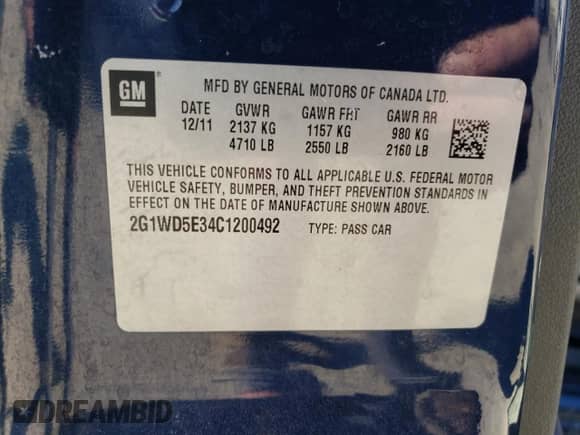 2012 Chevrolet Impala Police Police z VIN 2G1WD5E34C1200492, wystawiony jako Copart lot #47435885 z przebiegiem 201 910 mil mil oraz Szkoda całkowita • Salvage title. Historia ofert i sprzedaży dostępna na DreamBid. Obrazek 12.