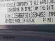 2019 Ram 1500 Tradesman with VIN 1C6RR6FG1KS594052, listed as a IAAI auction lot 42713418 with 97,480 mi miles and . Bid and sale history available at DreamBid. Image 9.