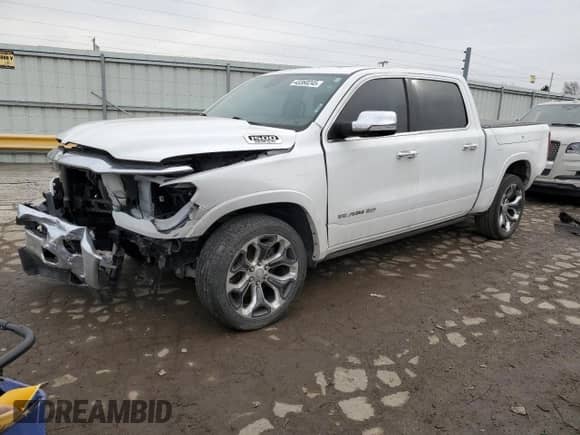 2020 Ram 1500 Longhorn with VIN 1C6SRFKT4LN305234, listed as a Copart auction lot 43360245 with 82,051 mi miles and Salvage title. Bid and sale history available at DreamBid. Image 1.