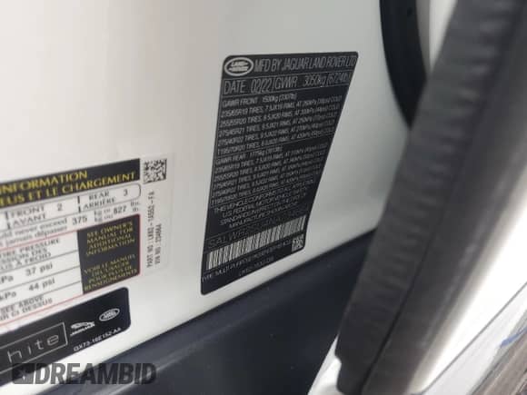 2022 Land Rover Range Rover Sport HSE Silver Edition with VIN SALWR2SU4NA234664, listed as a Copart auction lot 58722955 with 21,455 mi miles and Salvage title. Bid and sale history available at DreamBid. Image 13.