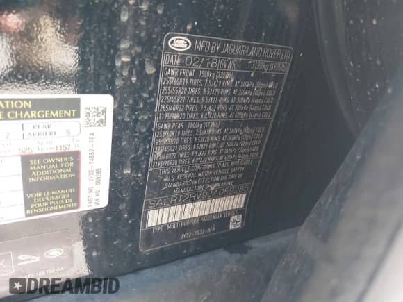 2018 Land Rover Discovery HSE Luxury с VIN SALRT2RV9JA059285, выставлен на аукционе IAAI как лот 42737031 с пробегом 80 161 миль миль и . История ставок и продаж доступна на DreamBid. Изображение 9.