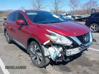 2018 Nissan Murano SV with VIN 5N1AZ2MG3JN104401, listed as a IAAI auction lot 41901297 with 110,866 mi miles and . Bid and sale history available at DreamBid. Image 1.
