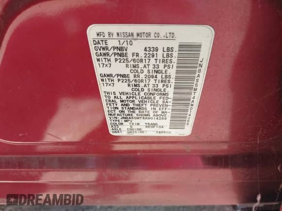 2010 Nissan Rogue SL z VIN JN8AS5MT4AW014289, wystawiony jako IAAI lot #42922460 z przebiegiem 179 620 mil mil oraz . Historia ofert i sprzedaży dostępna na DreamBid. Obrazek 9.