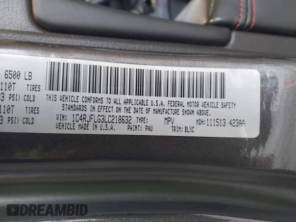 2020 Jeep Grand Cherokee Trailhawk with VIN 1C4RJFLG3LC218632, listed as a IAAI auction lot 42505378 with 54,198 mi miles and . Bid and sale history available at DreamBid. Image 9.