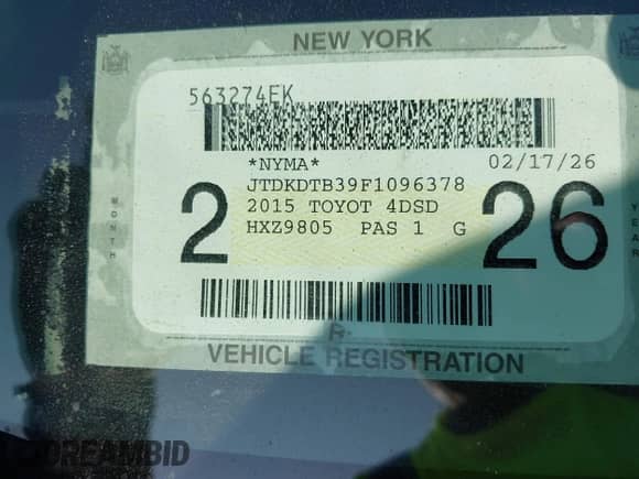 2015 Toyota Prius One z VIN JTDKDTB39F1096378, wystawiony jako IAAI lot #42947064 z przebiegiem 174 105 mil mil oraz . Historia ofert i sprzedaży dostępna na DreamBid. Obrazek 17.