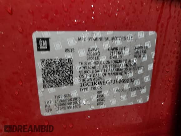 2018 Chevrolet Silverado 2500HD LTZ с VIN 1GC1KWEG7JF269232, выставлен на аукционе Copart как лот 85899914 с пробегом 64 782 миль миль и Списание • Salvage title. История ставок и продаж доступна на DreamBid. Изображение 13.