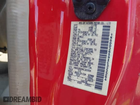 1999 Nissan Frontier XE with VIN 1N6DD26S9XC322264, listed as a IAAI auction lot 42867874 with 230,481 mi miles and . Bid and sale history available at DreamBid. Image 9.