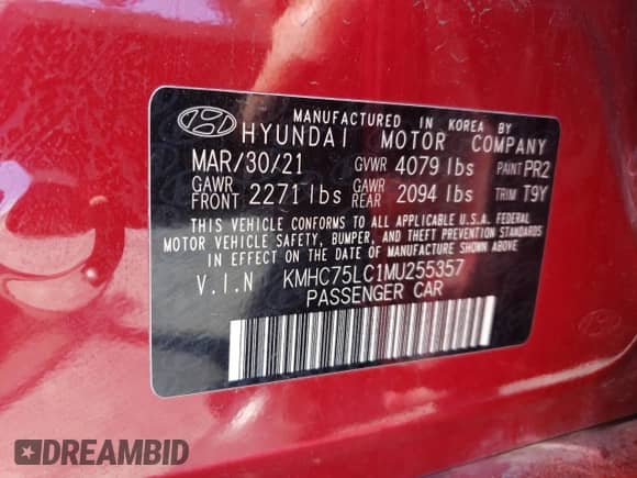 2021 Hyundai Ioniq SE с VIN KMHC75LC1MU255357, выставлен на аукционе Copart как лот 65670823 с пробегом 42 038 миль миль и . История ставок и продаж доступна на DreamBid. Изображение 12.