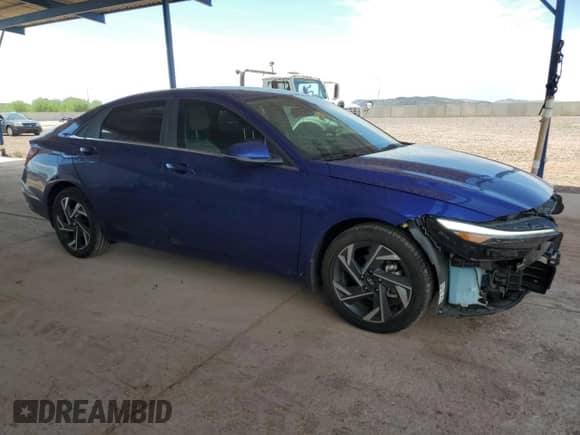 2024 Hyundai Elantra Limited with VIN KMHLN4DJXRU097735, listed as a Copart auction lot 81330525 with 13,597 mi miles and Salvage title. Bid and sale history available at DreamBid. Image 4.