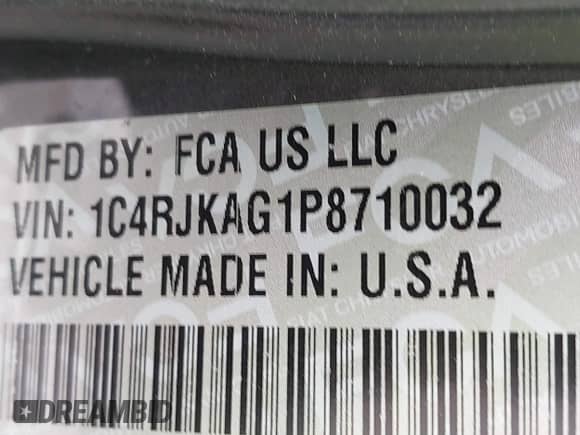 2023 Jeep Grand Cherokee Laredo with VIN 1C4RJKAG1P8710032, listed as a IAAI auction lot 42241432 with 20,680 mi miles and . Bid and sale history available at DreamBid. Image 9.
