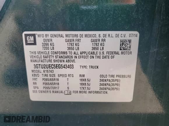 2014 GMC Sierra 1500 SLE z VIN 3GTU2UEC5EG543403, wystawiony jako Copart lot #48421265 z przebiegiem 114 286 mil mil oraz Czysty tytuł • Clean title. Historia ofert i sprzedaży dostępna na DreamBid. Obrazek 12.