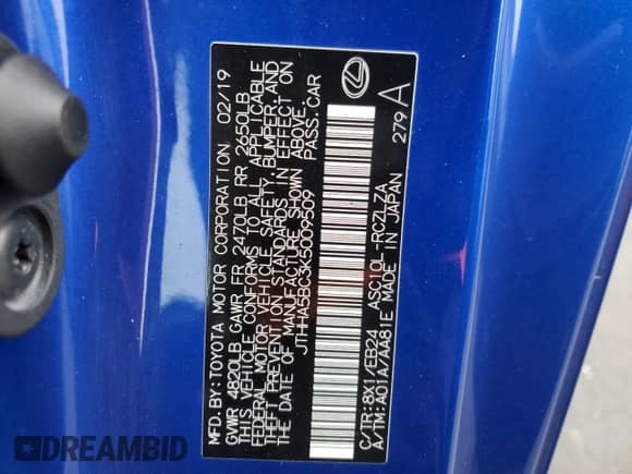 2019 Lexus RC 300 z VIN JTHHA5BC3K5009509, wystawiony jako Copart lot #41960275 z przebiegiem 19 631 mil mil oraz Szkoda całkowita • Salvage title. Historia ofert i sprzedaży dostępna na DreamBid. Obrazek 12.