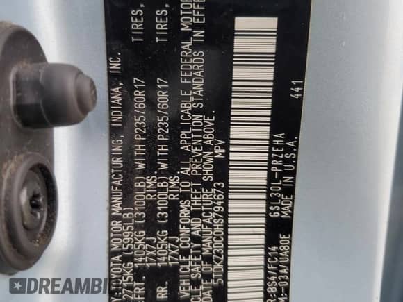 2017 Toyota Sienna LE Auto Access Seat с VIN 5TDKZ3DC0HS794673, выставлен на аукционе Copart как лот 67508065 с пробегом 65 155 миль миль и Списание • Salvage title. История ставок и продаж доступна на DreamBid. Изображение 14.