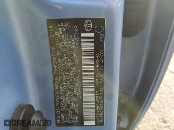 2015 Toyota Prius Advanced with VIN JTDKN3DP6F3071987, listed as a Copart auction lot 80757844 with 110,235 mi miles and Salvage title. Bid and sale history available at DreamBid. Image 12.