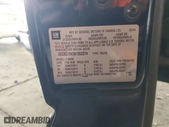 2006 Chevrolet Silverado 1500 LS с VIN 2GCEC13V361353274, выставлен на аукционе Copart как лот 81699295 с пробегом 229 472 миль миль и Списание • Salvage title. История ставок и продаж доступна на DreamBid. Изображение 12.