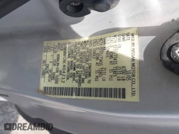 2006 Nissan Frontier XE with VIN 1N6BD06T26C404212, listed as a IAAI auction lot 42463762 with 233,952 mi miles and . Bid and sale history available at DreamBid. Image 9.