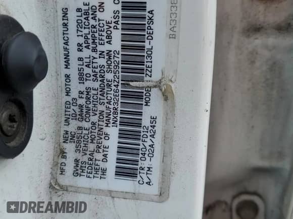 2004 Toyota Corolla CE с VIN 1NXBR32E64Z259272, выставлен на аукционе Copart как лот 81781965 с пробегом 287 590 миль миль и Списание • Salvage title. История ставок и продаж доступна на DreamBid. Изображение 12.